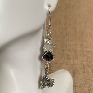 Western themed wire wrapped beaded earrings with charm